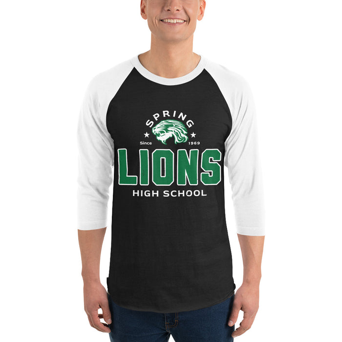 Man wearing Spring High School Lions Unisex 3/4 Sleeve Raglan T-shirt 222