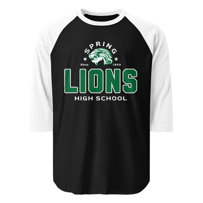 Spring High School Lions Unisex 3/4 Sleeve Raglan T-shirt 222