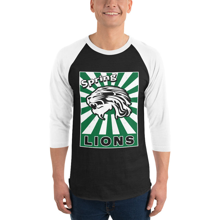 Man wearing Spring High School Lions Unisex 3/4 Sleeve Raglan T-shirt 226A