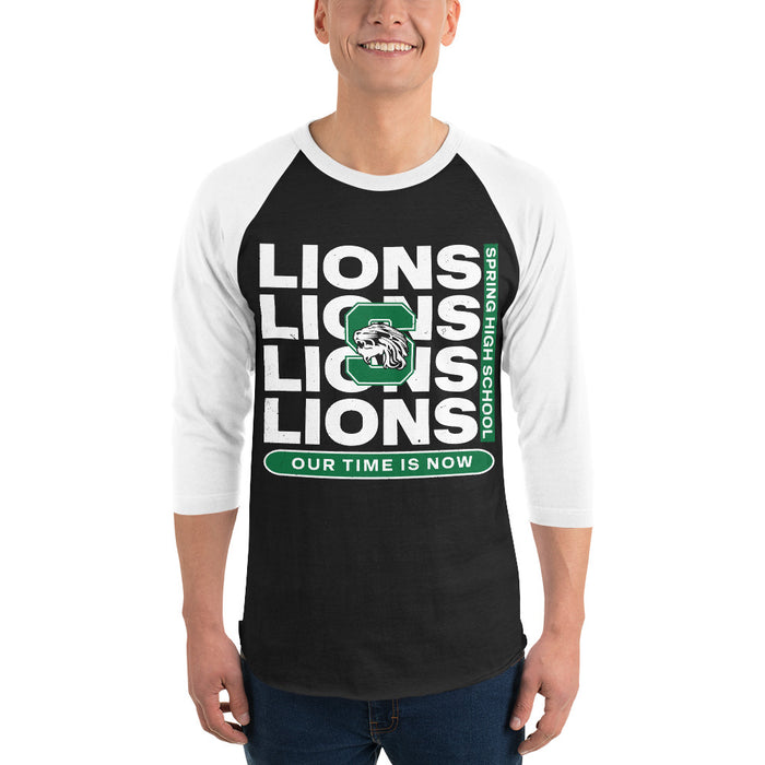 Man wearing Spring High School Lions Unisex 3/4 Sleeve Raglan T-shirt 235
