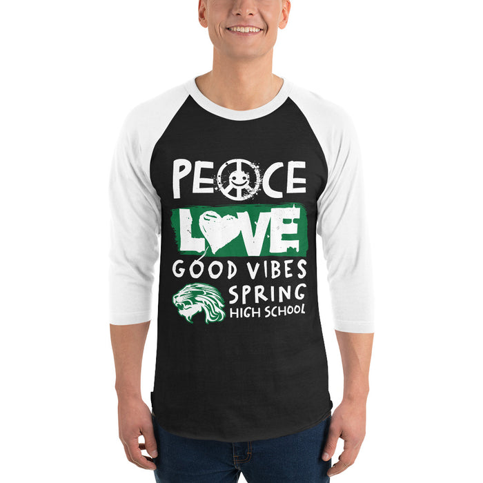 Man wearing Spring High School Lions Unisex 3/4 Sleeve Raglan T-shirt 240
