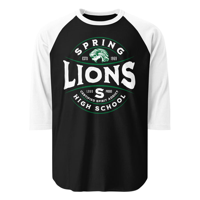 Spring High School Lions Unisex 3/4 Sleeve Raglan T-shirt 218