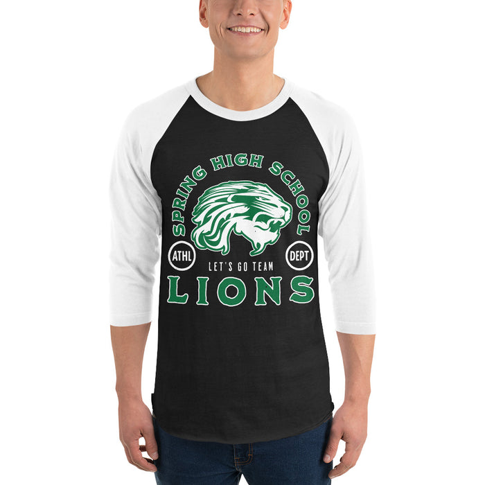 Man wearing Spring High School Lions Unisex 3/4 Sleeve Raglan T-shirt 208