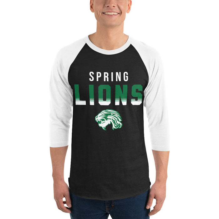 Man wearing Spring High School Lions Unisex 3/4 Sleeve Raglan T-shirt 024