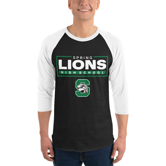 Man wearing Spring High School Lions Unisex 3/4 Sleeve Raglan T-shirt 049