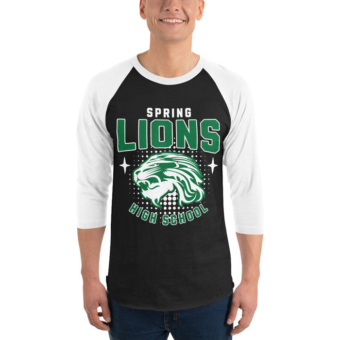 Man wearing Spring High School Lions Unisex 3/4 Sleeve Raglan T-shirt 204