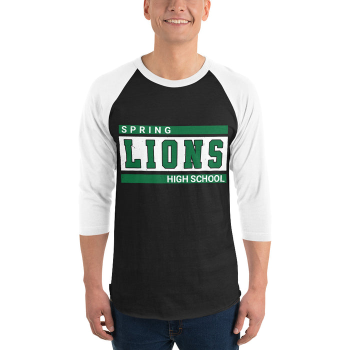 Man wearing Spring High School Lions Unisex 3/4 Sleeve Raglan T-shirt 098