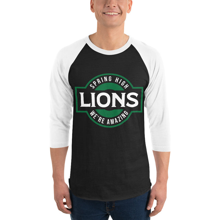 Man wearing Spring High School Lions Unisex 3/4 Sleeve Raglan T-shirt 011A