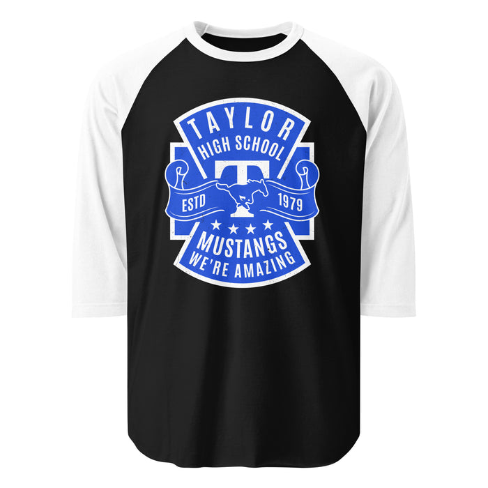 Taylor High School Mustangs Unisex 3/4 sleeve Raglan T-shirt 207