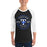 Man wearing Taylor High School Mustangs Unisex 3/4 sleeve Raglan T-shirt 201