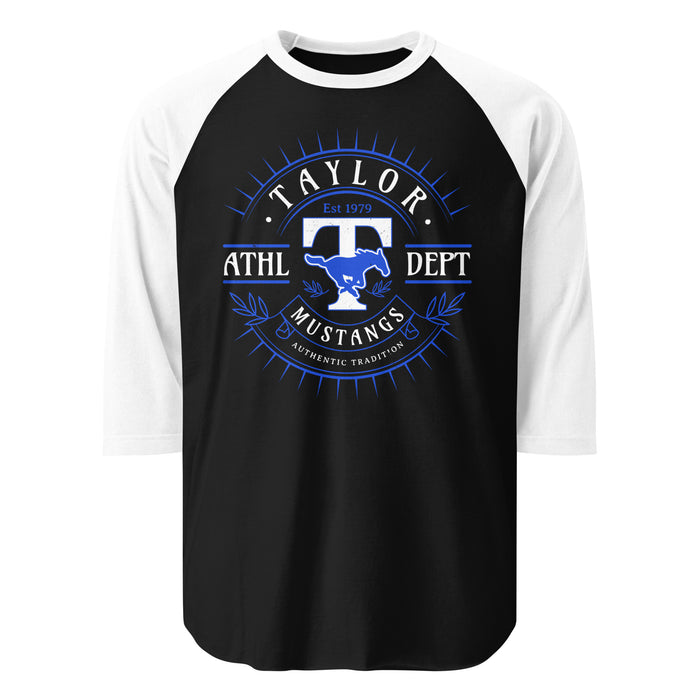 Taylor High School Mustangs Unisex 3/4 sleeve Raglan T-shirt 201
