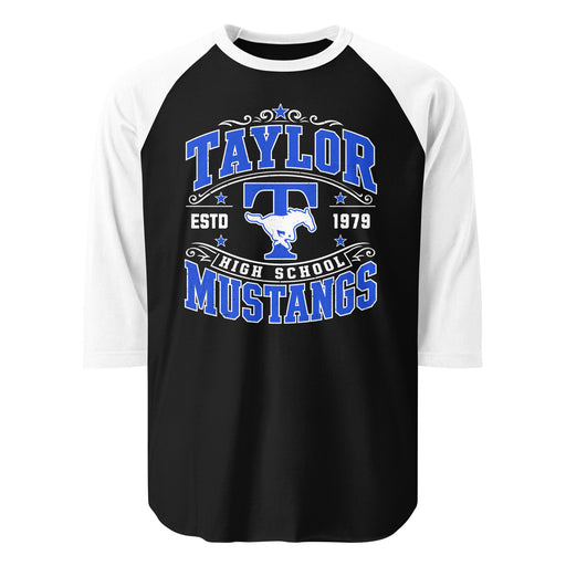 Taylor High School Mustangs Unisex 3/4 sleeve Raglan T-shirt 030