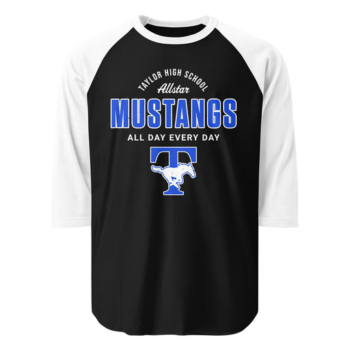 Taylor High School Mustangs Unisex 3/4 sleeve Raglan T-shirt 040