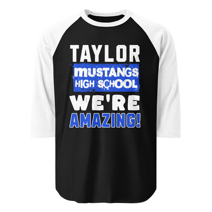 Taylor High School Mustangs Unisex 3/4 sleeve Raglan T-shirt 231