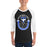 Man wearing Taylor High School Mustangs Unisex 3/4 sleeve Raglan T-shirt 229