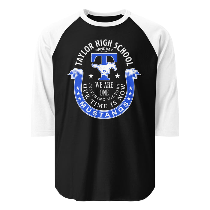 Taylor High School Mustangs Unisex 3/4 sleeve Raglan T-shirt 229