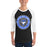 Man wearing Taylor High School Mustangs Unisex 3/4 sleeve Raglan T-shirt 224