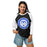 Woman wearing Taylor High School Mustangs Unisex 3/4 sleeve Raglan T-shirt 216