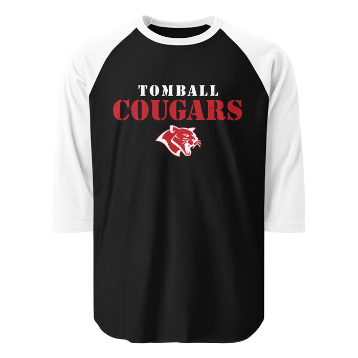 Tomball High School Cougars Unisex 3/4 sleeve Raglan T-shirt 017