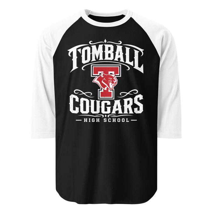Tomball High School Cougars Unisex 3/4 sleeve Raglan T-shirt 022