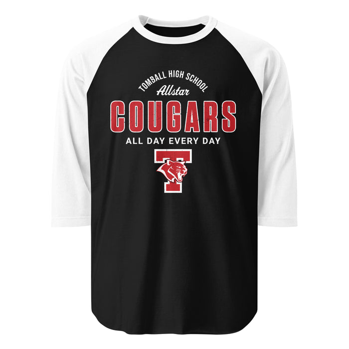 Tomball High School Cougars Unisex 3/4 sleeve Raglan T-shirt 040