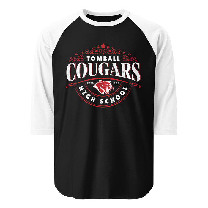 Tomball High School Cougars Unisex 3/4 sleeve Raglan T-shirt 211