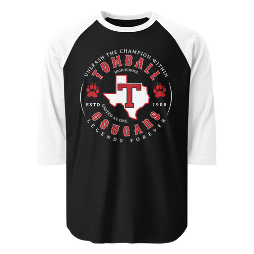 Tomball High School Cougars Unisex 3/4 sleeve Raglan T-shirt 214