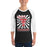 Man wearing Tomball High School Cougars Unisex 3/4 sleeve Raglan T-shirt 226