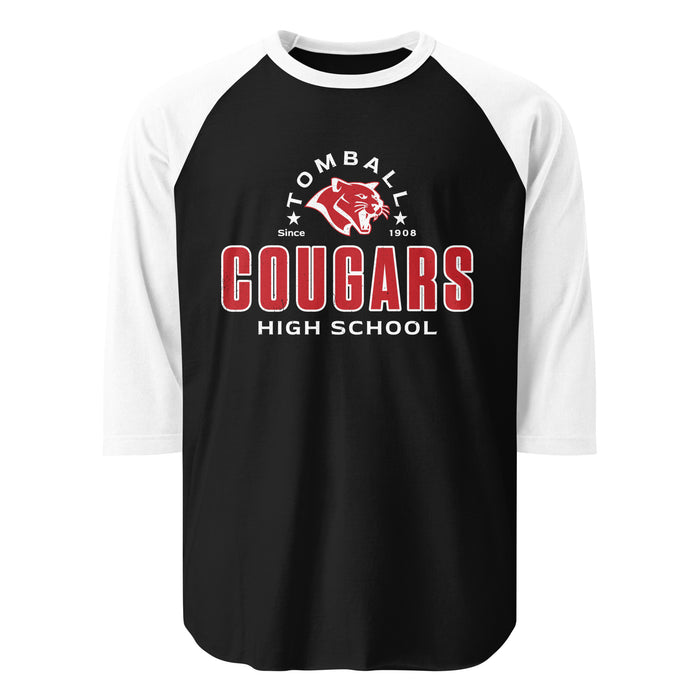 Tomball High School Cougars Unisex 3/4 sleeve Raglan T-shirt 222