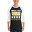 Man wearing Tomball West High School Tigers Unisex 3/4 sleeve Raglan T-shirt 231