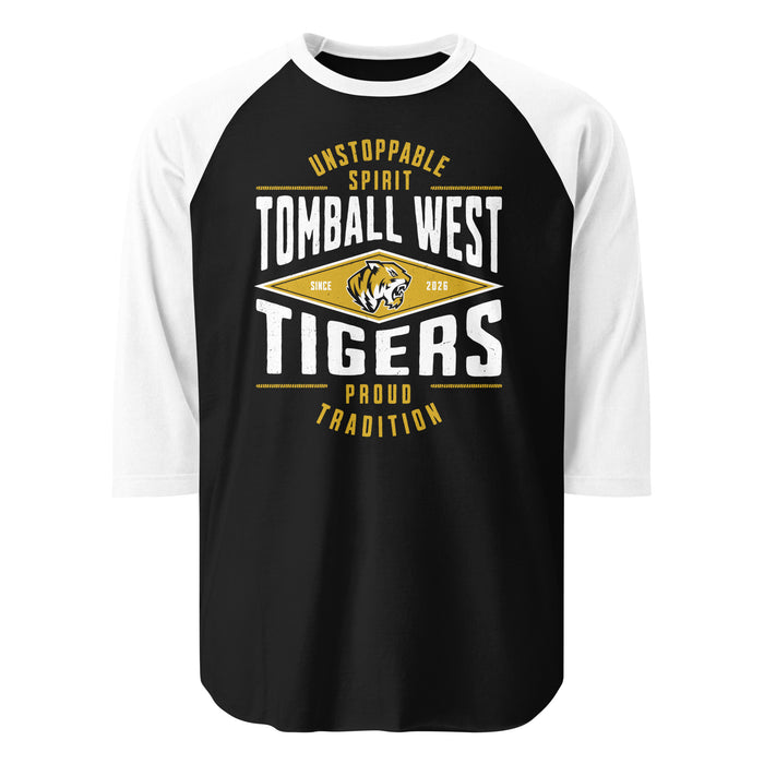 Tomball West High School Tigers Unisex 3/4 sleeve Raglan T-shirt 210