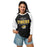 Woman wearing Tomball West High School Tigers Unisex 3/4 sleeve Raglan T-shirt 040