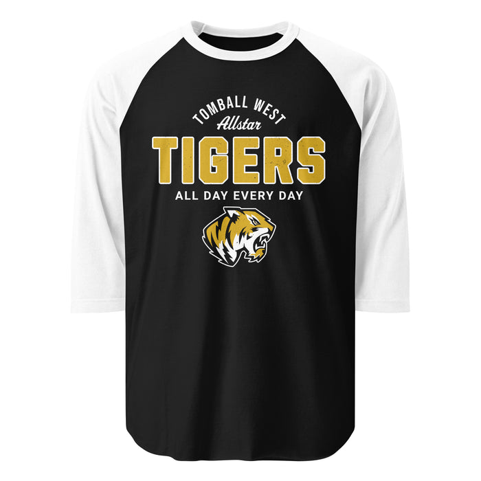 Tomball West High School Tigers Unisex 3/4 sleeve Raglan T-shirt 040