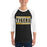 Man wearing Tomball West High School Tigers Unisex 3/4 sleeve Raglan T-shirt 098