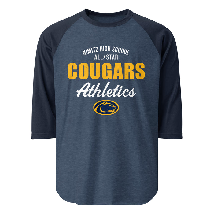 Nimitz High School Cougars Unisex 3/4 Sleeve Raglan T-shirt 034