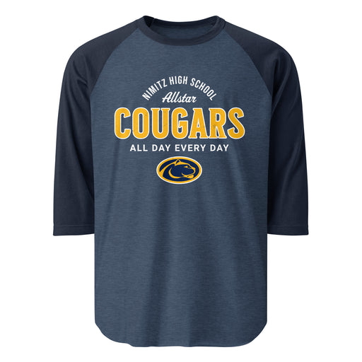 Nimitz High School Cougars Unisex 3/4 Sleeve Raglan T-shirt 040