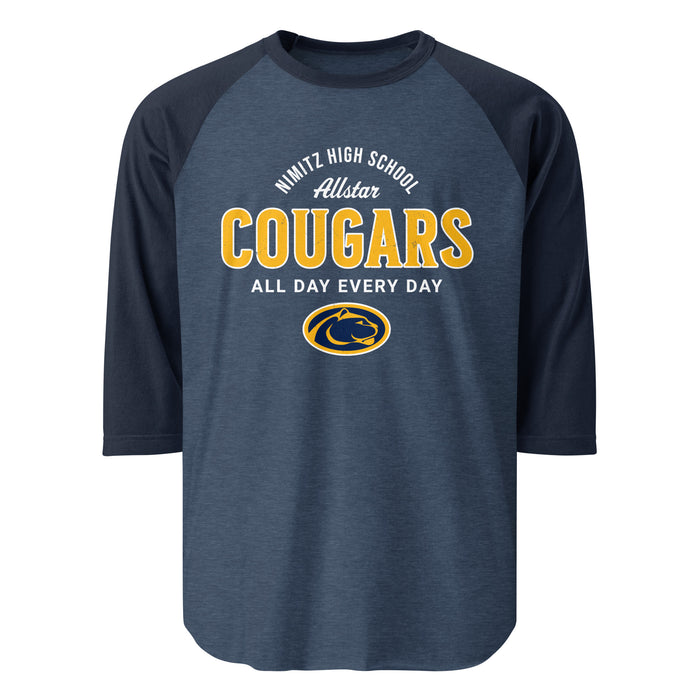 Nimitz High School Cougars Unisex 3/4 Sleeve Raglan T-shirt 040