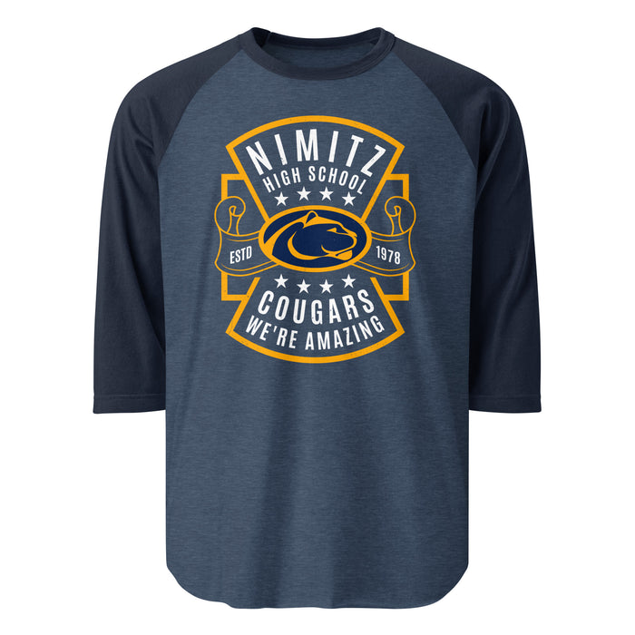 Nimitz High School Cougars Unisex 3/4 Sleeve Raglan T-shirt 207