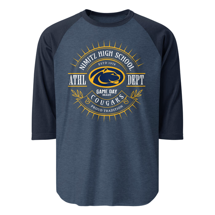 Nimitz High School Cougars Unisex 3/4 Sleeve Raglan T-shirt 201