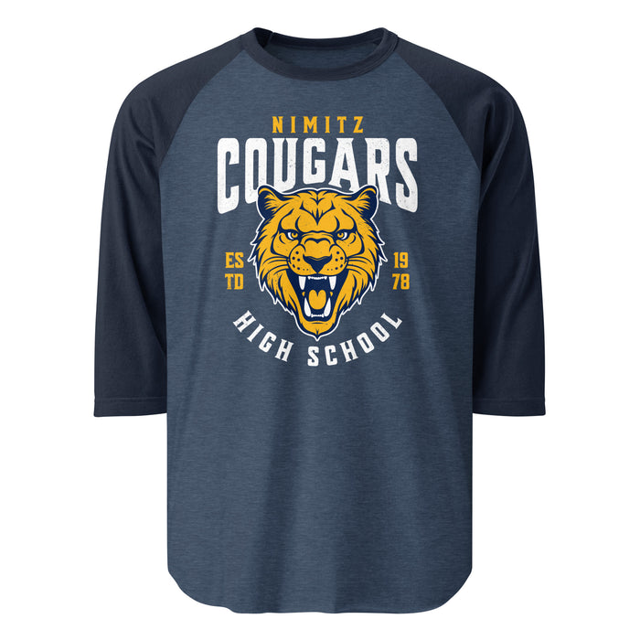 Nimitz High School Cougars Unisex 3/4 Sleeve Raglan T-shirt 213
