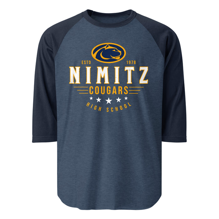 Nimitz High School Cougars Unisex 3/4 Sleeve Raglan T-shirt 217