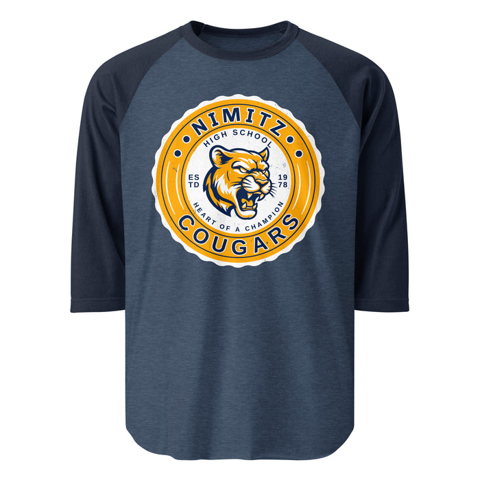 Nimitz High School Cougars Unisex 3/4 Sleeve Raglan T-shirt 216