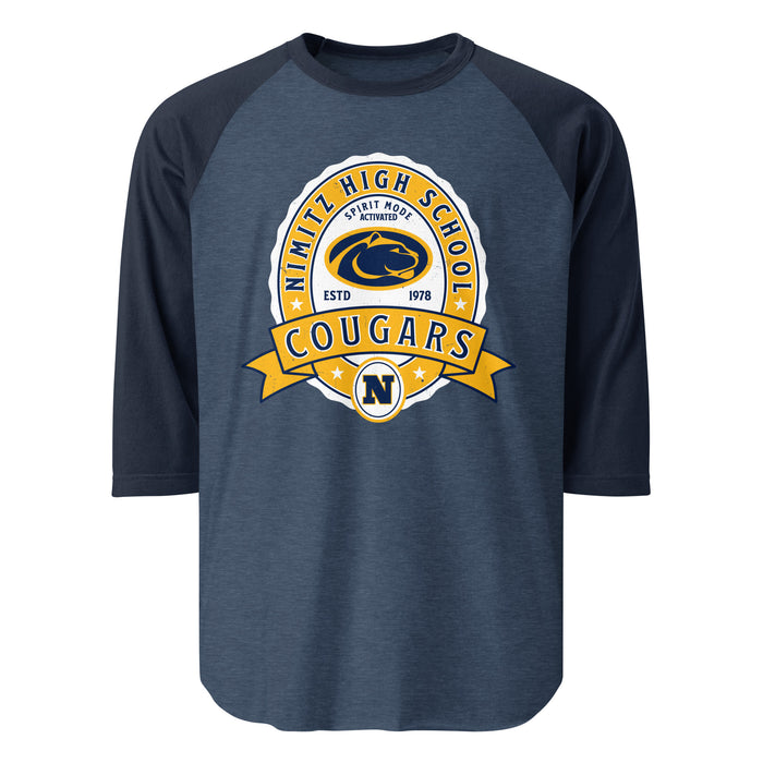 Nimitz High School Cougars Unisex 3/4 Sleeve Raglan T-shirt 212