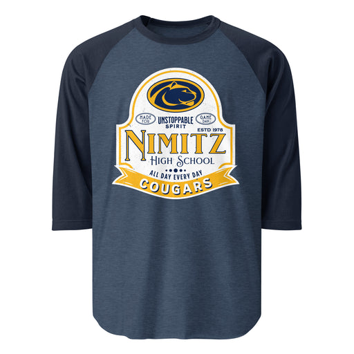 Nimitz High School Cougars Unisex 3/4 Sleeve Raglan T-shirt 219