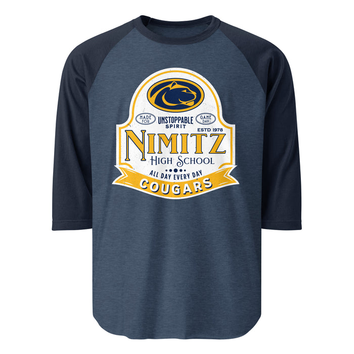 Nimitz High School Cougars Unisex 3/4 Sleeve Raglan T-shirt 219