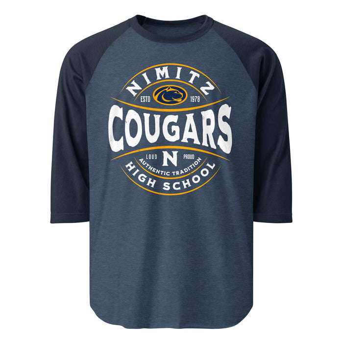 Nimitz High School Cougars Unisex 3/4 Sleeve Raglan T-shirt 218