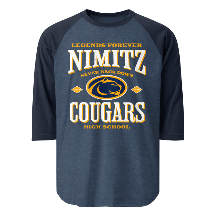 Nimitz High School Cougars Unisex 3/4 Sleeve Raglan T-shirt 230