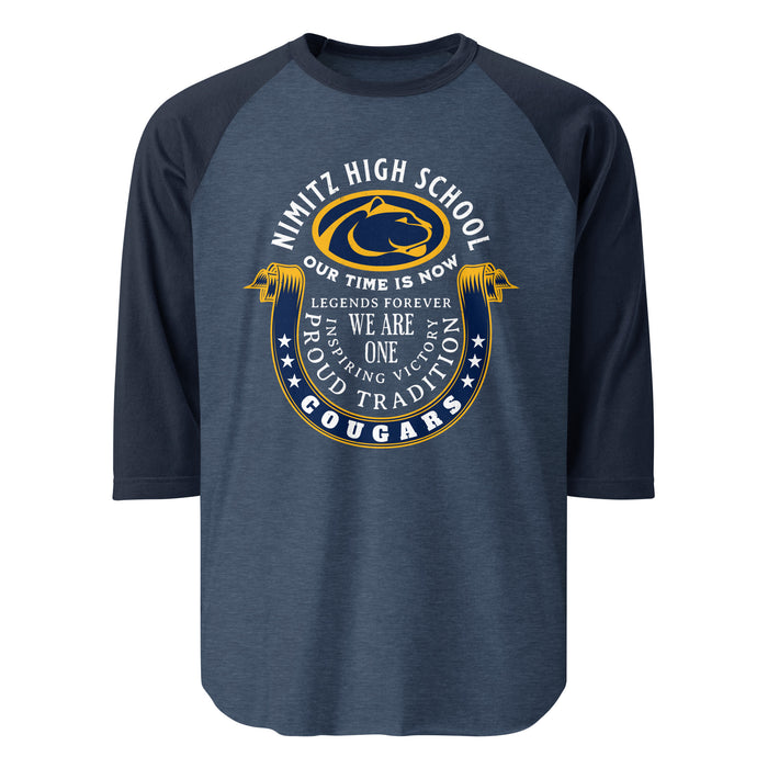 Nimitz High School Cougars Unisex 3/4 Sleeve Raglan T-shirt 229