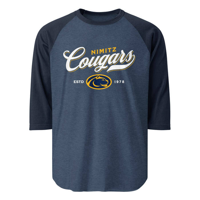 Nimitz High School Cougars Unisex 3/4 Sleeve Raglan T-shirt 226