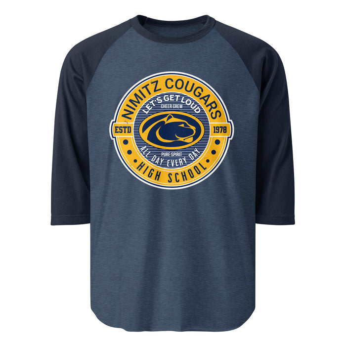 Nimitz High School Cougars Unisex 3/4 Sleeve Raglan T-shirt 224